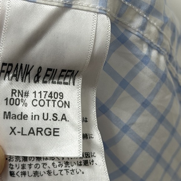Frank‎ & Eileen Womens Billy Jean Crinkle Plaid Button Up Shirt Size XL Blue - Picture 7 of 9